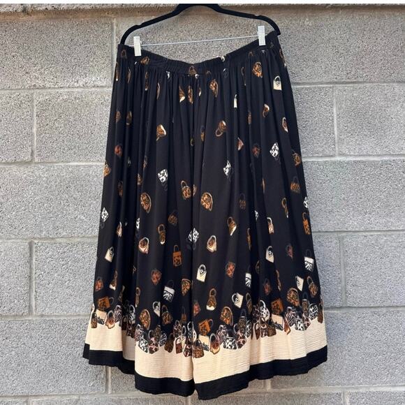 Vintage Stonebridge Plus Size 2X Midi Boho Skirt Elastic Waist Art To Wear Rayon - Picture 2 of 8